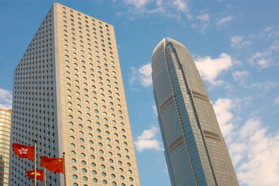 Low angle view of modern buildings against sky