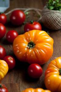 Close-up of pumpkins on table