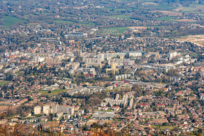 High angle view of buildings in city