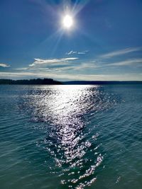 Scenic view of sea against sky on sunny day