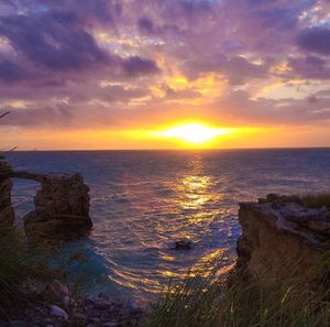 Scenic view of sea at sunset