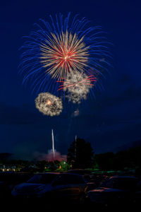 Firework display at night