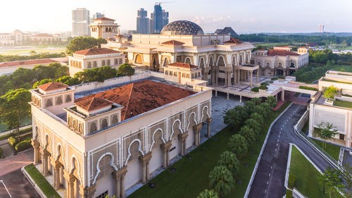 High angle view of buildings in city