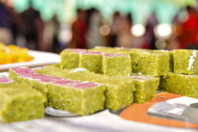 Close-up of dessert on table