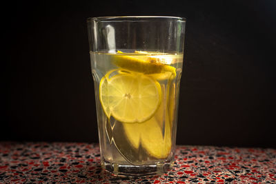 Close-up of drink in glass on table