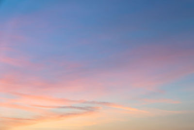 Low angle view of cloudy sky at sunset