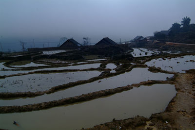 Scenic view of land against clear sky