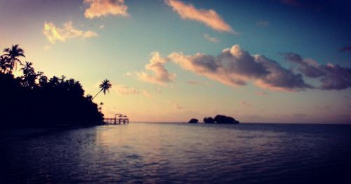 Scenic view of sea at sunset