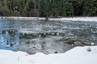 Scenic view of frozen lake during winter