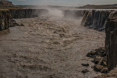 Scenic view of waterfall