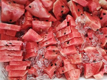 Full frame shot of red watermelon pieces 