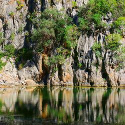 Reflection of rocks in water