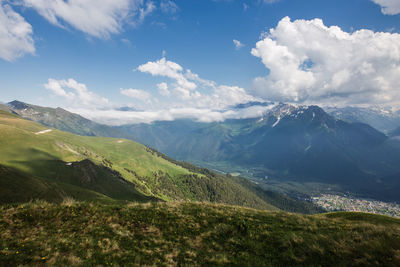 Scenic view of mountains against sky