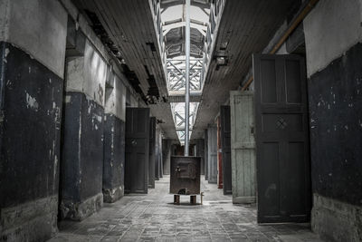 Empty corridor in abandoned jail