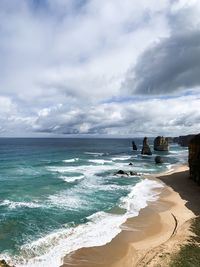 Scenic view of beach against sky