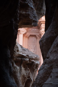 Low angle view of rock formation