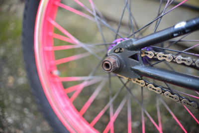 Close-up of bicycle wheel