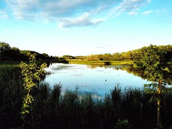 Scenic view of lake against sky