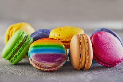 Close-up of macaroons on table