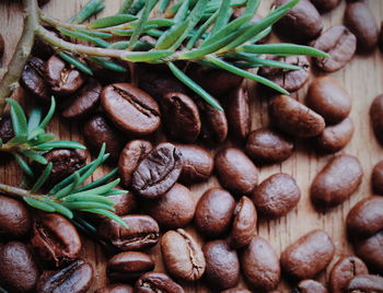 High angle view of coffee beans