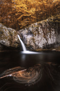 Scenic view of waterfall