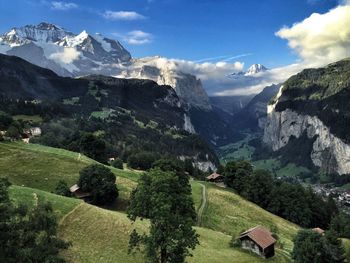 Scenic view of mountains against sky