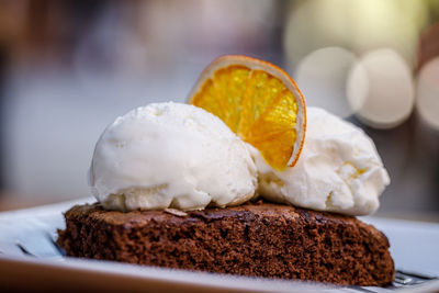 Close-up of dessert in plate