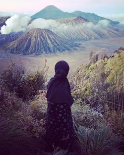 Rear view of woman looking at landscape