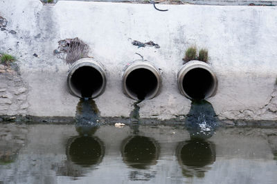 Close-up of water pipe on wall