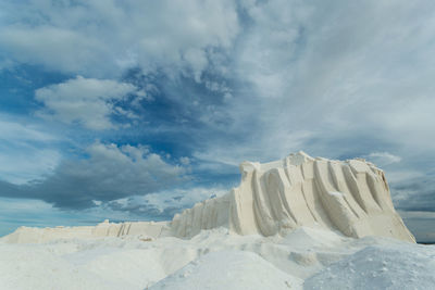 Scenic view of snow covered landscape against sky