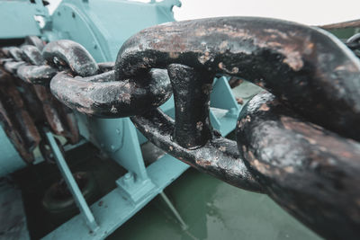 Close-up of rusty metal chain