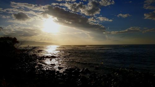 Scenic view of sunset over sea