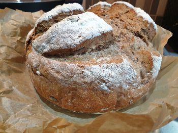 High angle view of bread on table