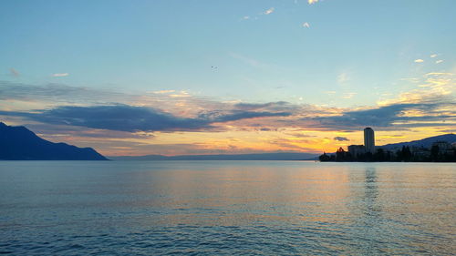 Scenic view of sea against sky during sunset