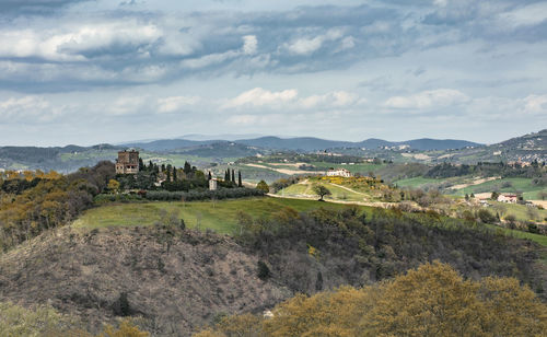 High angle view of townscape against sky