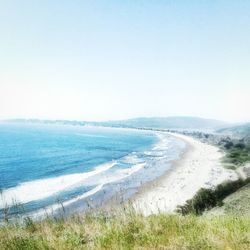 Scenic view of sea against clear sky