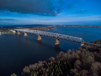 Aerial photo of old lillebælt bridge, denmark