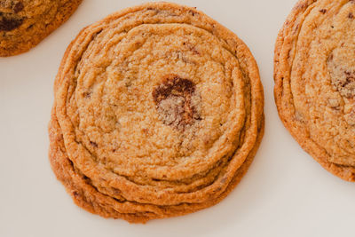 High angle view of cookies in plate