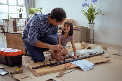 Man working at table