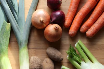 Close-up of vegetables on cutting board