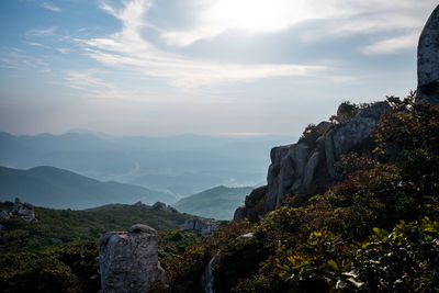 Scenic view of mountains against sky