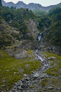 High angle view of man walking on mountain