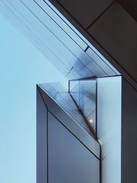 Low angle view of modern building against clear sky