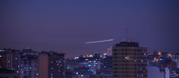 Long exposure urban night photography with buildings and lights in rio de janeiro, brazil