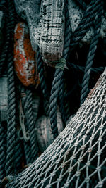 Close-up of rope tied on metal