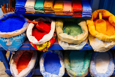 Colorful pigments for sale on a street market 