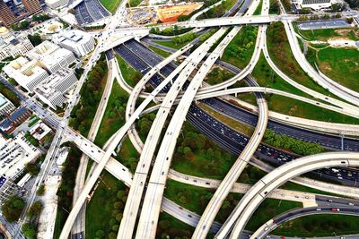 High angle view of elevated road in city