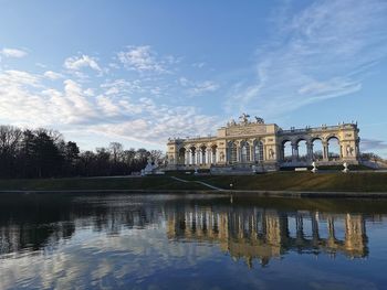 Reflection of building in lake