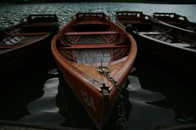 View of boats moored lake