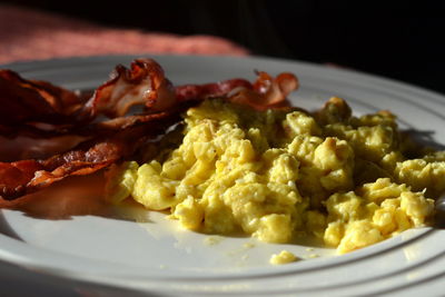 Close-up of breakfast served in plate